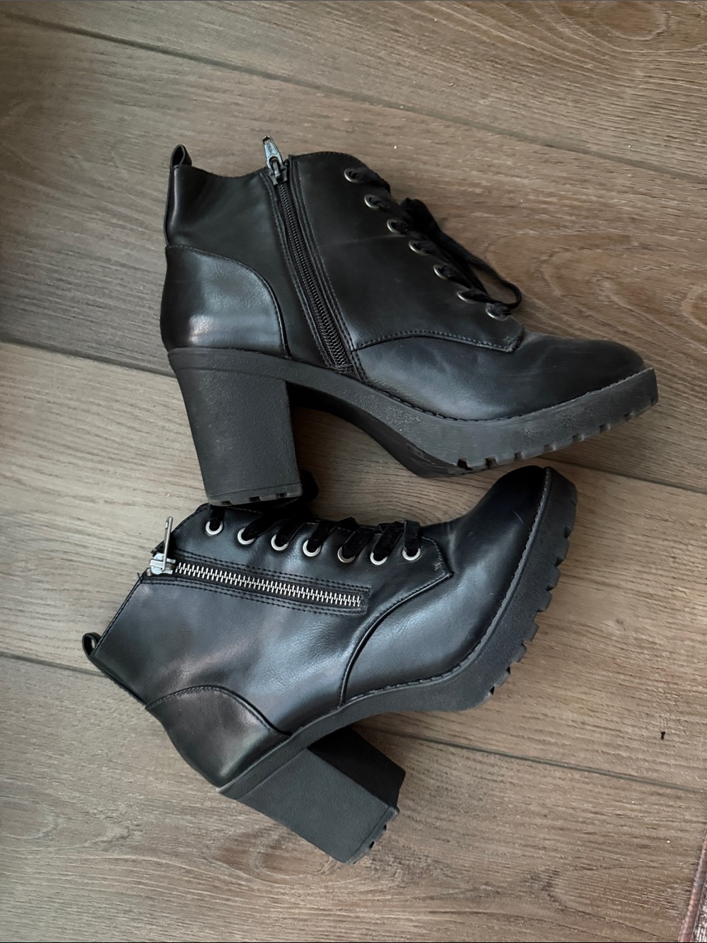 Black lace up booties